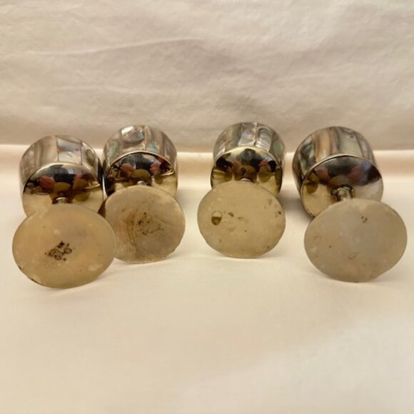 Set of Four Vintage Silver Abalone Shell Goblets - Picture 7 of 9